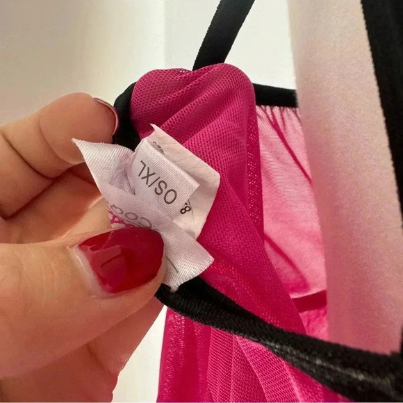 Y2K  coquette babydoll top bows black and pink punk girly XL - Picture 6 of 7